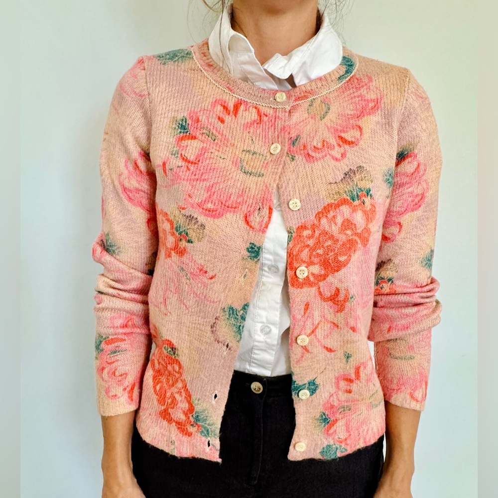 Anthropology Postmark Devon Floral Cardigan